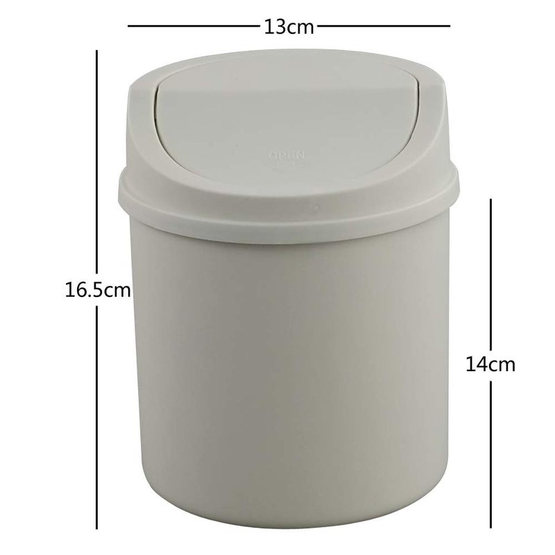 CadineUS 2 Liter Mini Desktop Trash Can with Swing Lid Tiny Garbage Can Trash Bin (White) - Image 2